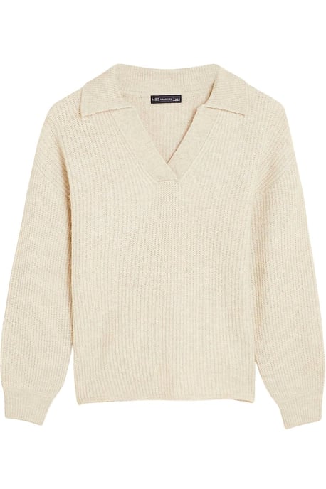 Collared Ribbed Jumper With Side Splits - Image 2
