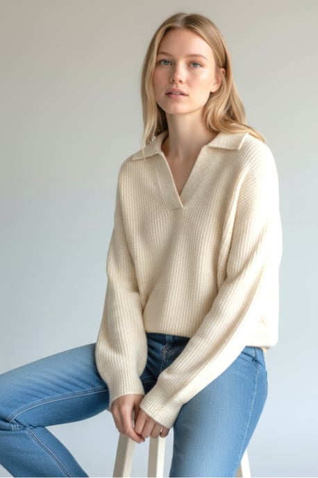 Collared Ribbed Jumper With Side Splits - Image 3