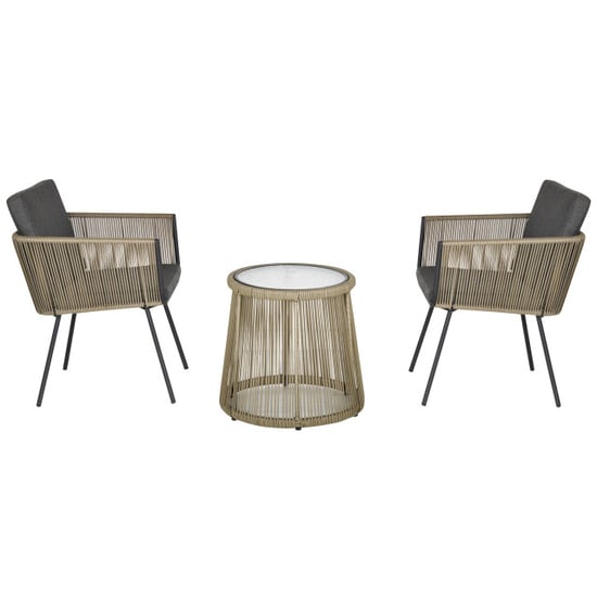 4goodz 3-delige loungeset rotan 2 stoelen en tafel met zit- en rugkussens - - Image 1
