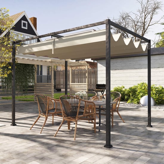 4goodz Pergola met robuuste zonwering frame van metaal en kunststof doek - Image 5