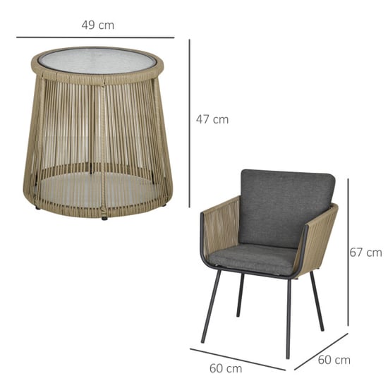 4goodz 3-delige loungeset rotan 2 stoelen en tafel met zit- en rugkussens - - Image 3