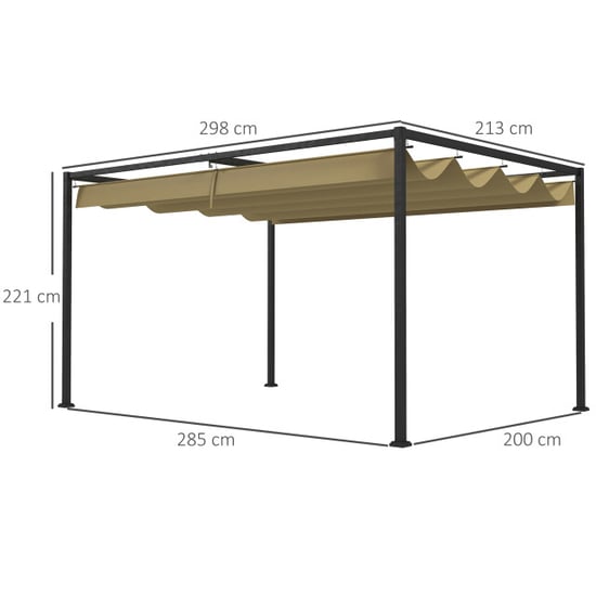 4goodz Pergola met robuuste zonwering frame van metaal en kunststof doek - Image 6