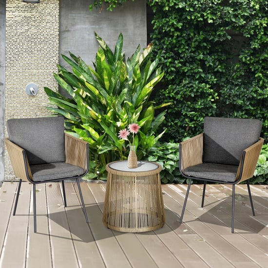 4goodz 3-delige loungeset rotan 2 stoelen en tafel met zit- en rugkussens - - Image 5