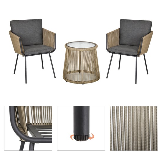 4goodz 3-delige loungeset rotan 2 stoelen en tafel met zit- en rugkussens - - Image 6