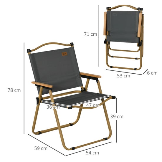 4goodz 2x campingstoelen laag model leuningen donker/bruin - Image 2