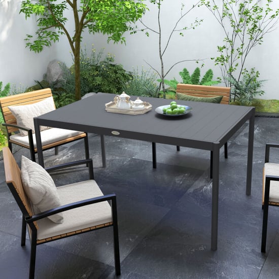4goodz Tuintafel weerbestendig aluminium 145x90x74 cm donker - Image 3