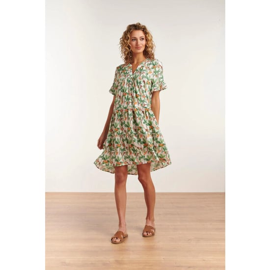 Smashed Lemon 23104 vrouwen vintage strandbloem jurk met korte mouwen | - Image 2
