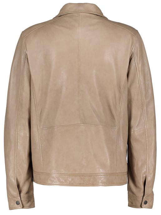 Oxford leather jacket - Taupe - Image 2