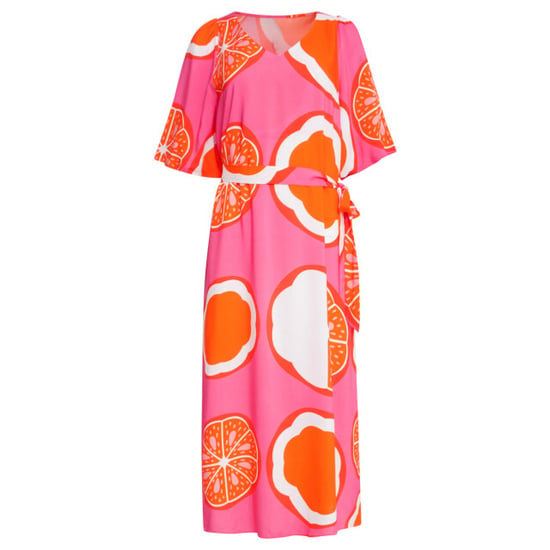 Smashed Lemon 25028 v-neck midi jurk met ballonmouwengrafisch fruitprint | - Image 4
