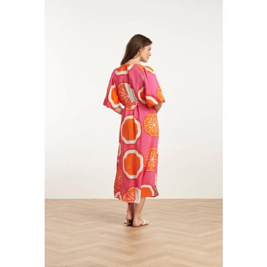 Smashed Lemon 25028 v-neck midi jurk met ballonmouwengrafisch fruitprint | - Image 6