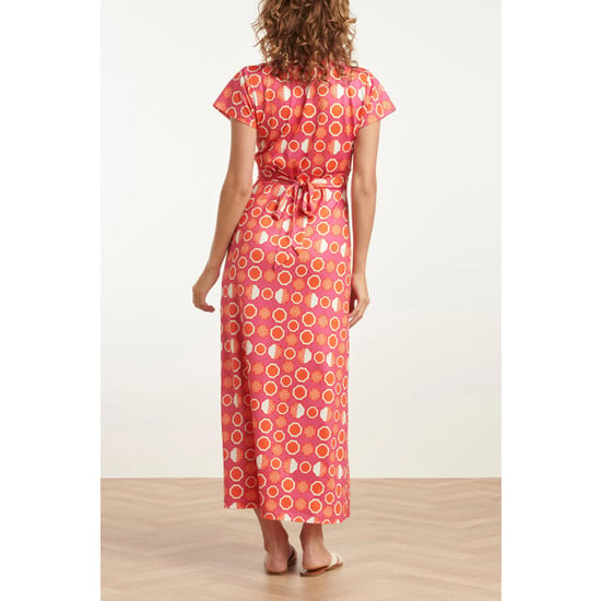 Smashed Lemon 25026 maxi jurk met v-hals met fruitprint | - Image 5