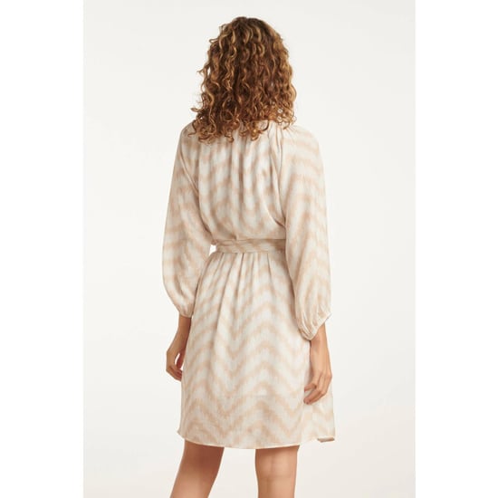 Smashed Lemon 25014 zachtevloeiende 3/4 mouw jurk met zigzag print | - Image 6