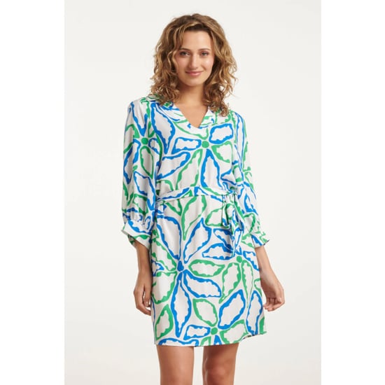 Smashed Lemon 25052 korte jurk met kraaggrafisch bloemenprintcobalt | - Image 1
