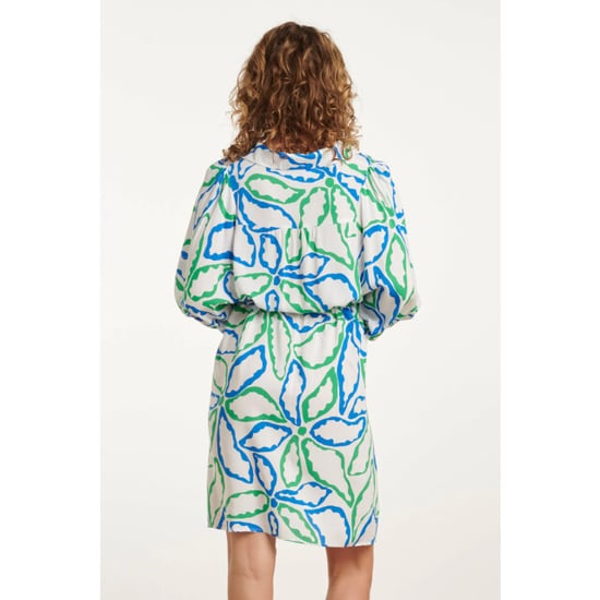 Smashed Lemon 25052 korte jurk met kraaggrafisch bloemenprintcobalt | - Image 4