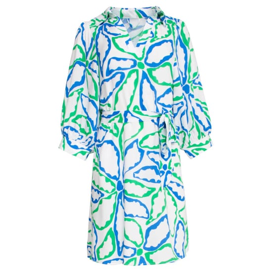 Smashed Lemon 25052 korte jurk met kraaggrafisch bloemenprintcobalt | - Image 5