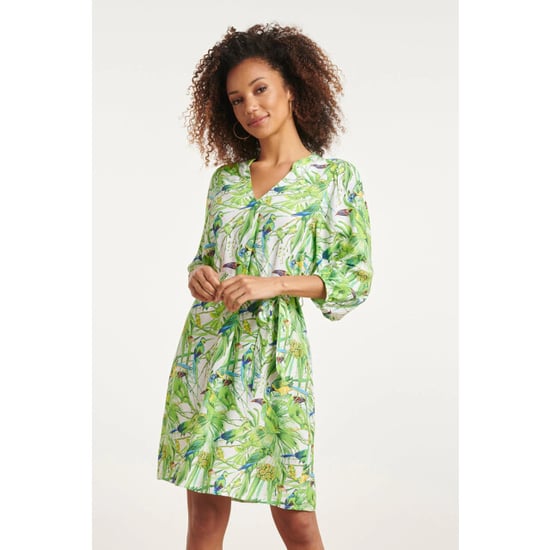 Smashed Lemon 24058 bird print jurk met v-hals | - Image 1