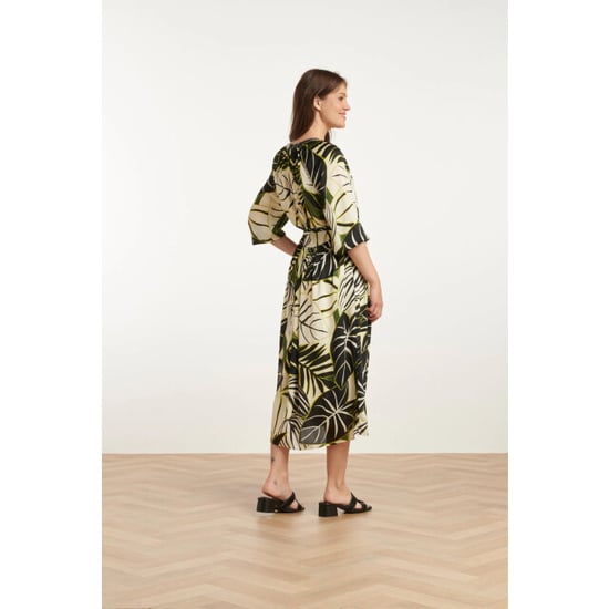 Smashed Lemon 25070 leaf print chiffon midi jurk | - Image 3