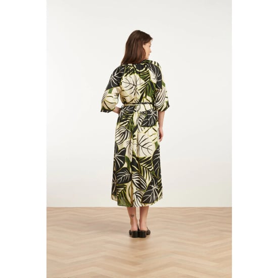 Smashed Lemon 25070 leaf print chiffon midi jurk | - Image 5