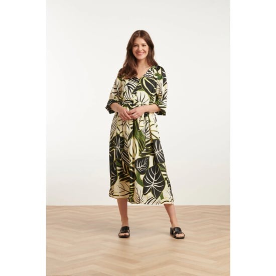 Smashed Lemon 25070 leaf print chiffon midi jurk | - Image 6