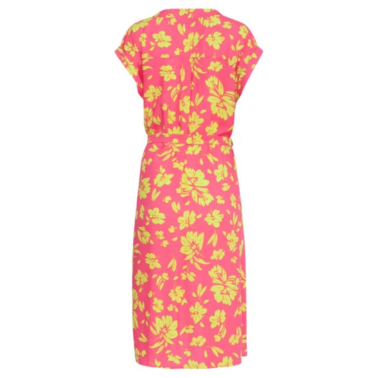 Smashed Lemon 24371 dames fuchsia jurk met allover lime bloemenprint | - Image 5