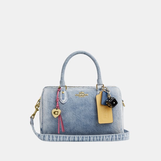 Rowan Satchel Bag In Loved Denim With Charms - Image 1