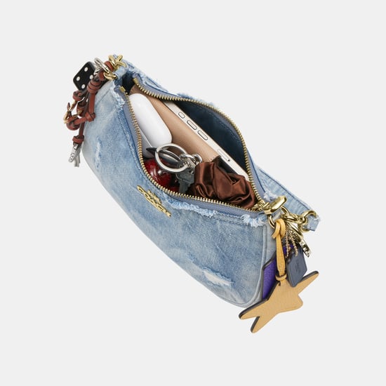 Teri Shoulder Bag In Loved Denim With Charms - Image 3
