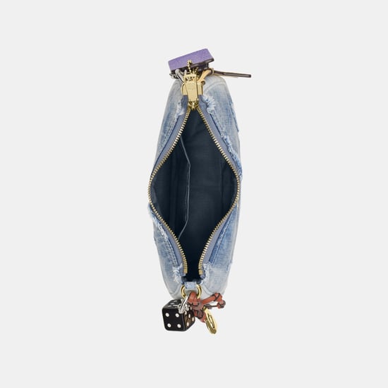 Teri Shoulder Bag In Loved Denim With Charms - Image 4