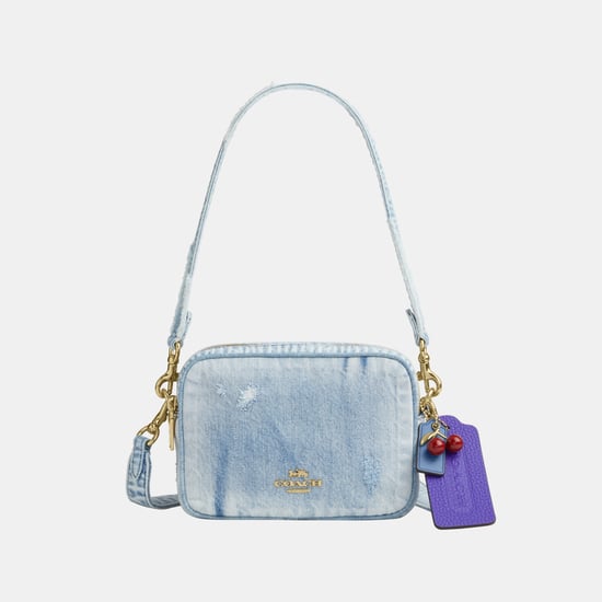 Mini Carey Crossbody Bag In Loved Denim With Charms - Image 1