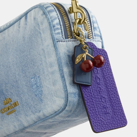 Mini Carey Crossbody Bag In Loved Denim With Charms - Image 5