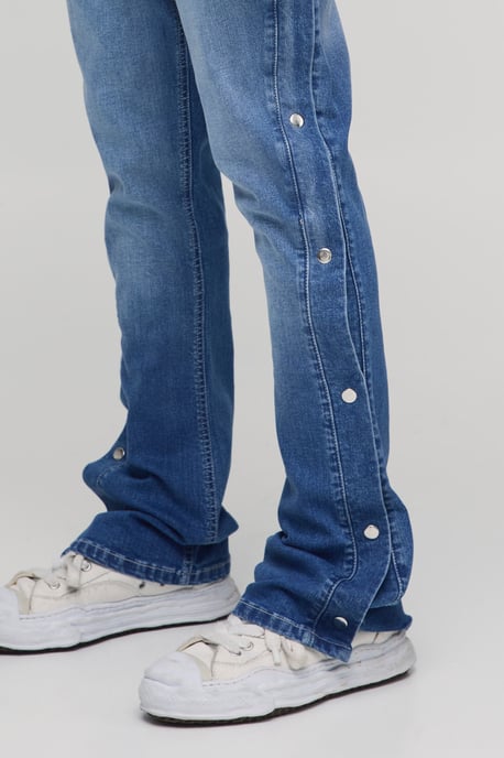 Popper Side Stretch Slim Flared Jeans - Image 2