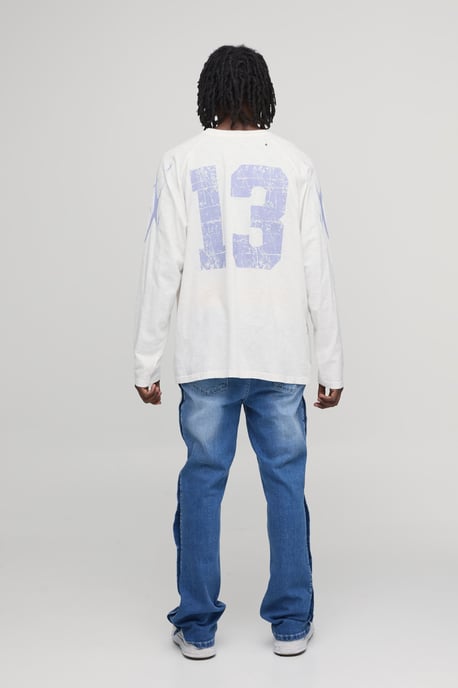 Popper Side Stretch Slim Flared Jeans - Image 3