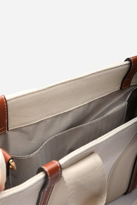 Wheres That From Margaret Canvas Stripe Tote Bag with Cross Body Strap - Image 5