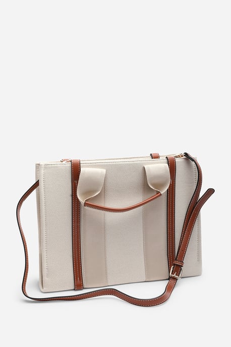 Wheres That From Margaret Canvas Stripe Tote Bag with Cross Body Strap - Image 6