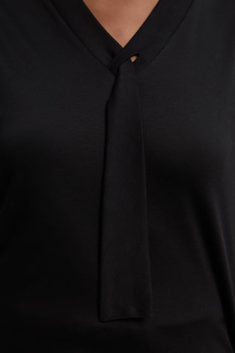 Jersey V Neck Tie Detail T - Shirt - Image 3