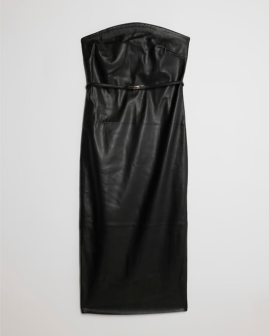 leather long dress for women Miss Circle Women's Eliana Olive Faux Leather Dress - Green