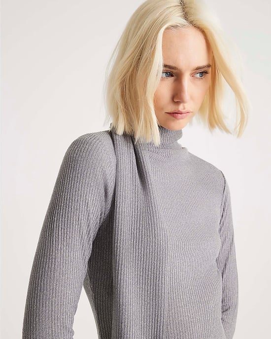 River Island Womens Dress Grey Long Sleeve Scarf Tie Neck - Image 4