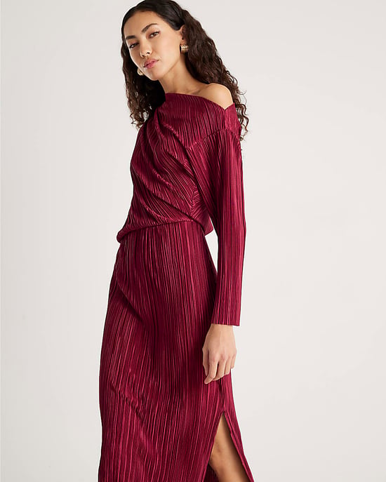 River Island Womens Midi Dress Red Plisse Long Sleeve - Image 2