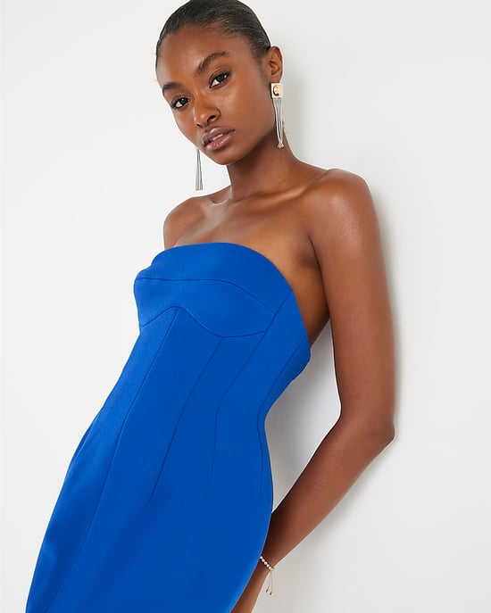 River Island Womens Bandeau Midi Dress Blue Sleeveless Bodycon - Image 4