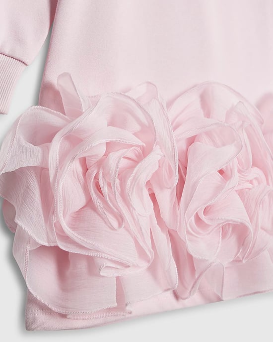 River Island Girls Shirt Dress Pink Rosette Hem Sweatshirt - Image 4