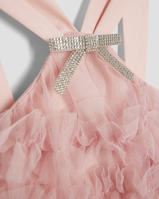 River Island Girls Dress Pink Tulle Layered Halter Neck - Image 2