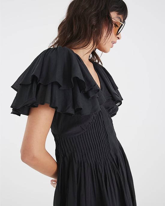 River Island Womens Midi Dress Black Premium Flutter V-Neck - Image 4