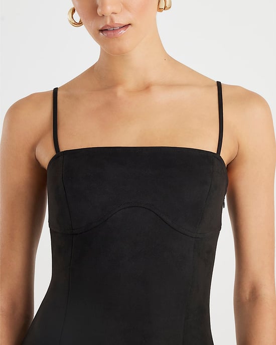 River Island Womens Midi Dress Brown Faux Suede Strappy Sleeveless - Image 3