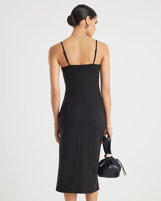 River Island Womens Midi Dress Brown Faux Suede Strappy Sleeveless - Image 4