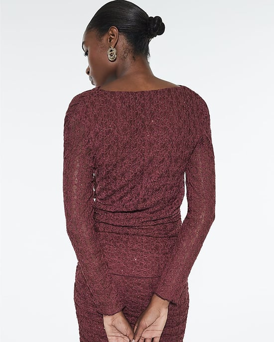 River Island Womens Top Red Cowl Neckline Hotfix Lace - Image 3