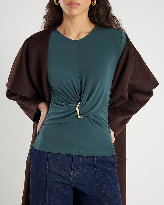 River Island Womens Top Green Long Sleeve Wrap Detail - Image 2