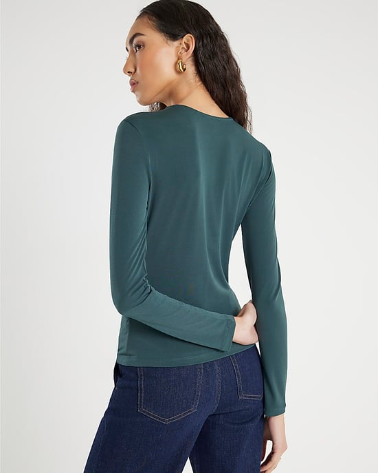 River Island Womens Top Green Long Sleeve Wrap Detail - Image 3