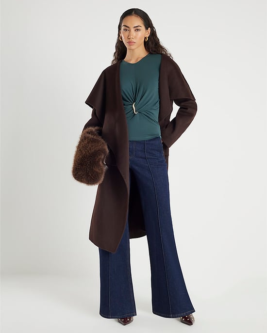 River Island Womens Top Green Long Sleeve Wrap Detail - Image 4