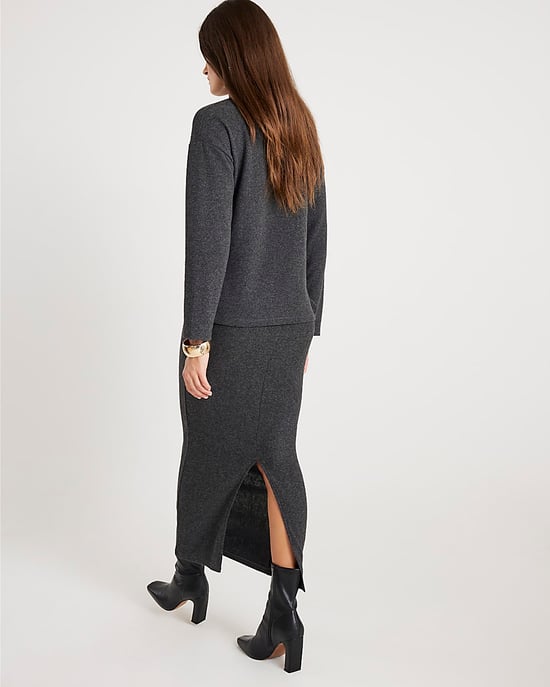 River Island Womens Top Grey Long Sleeve Cosy Gold Detail - Image 3
