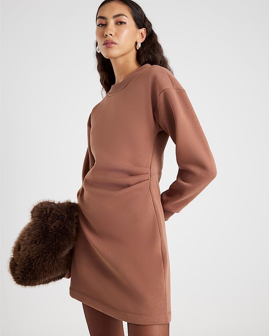 River Island Womens Shirt Dress Beige Drape Sweatshirt - Image 2