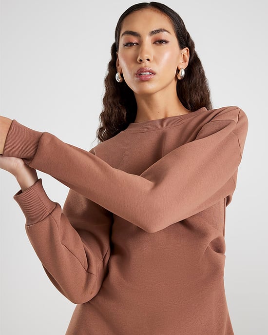 River Island Womens Shirt Dress Beige Drape Sweatshirt - Image 4